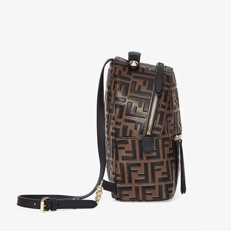 Cheap FF Nappa Leather Motif Backpack Brown Mini Fendi In 0614